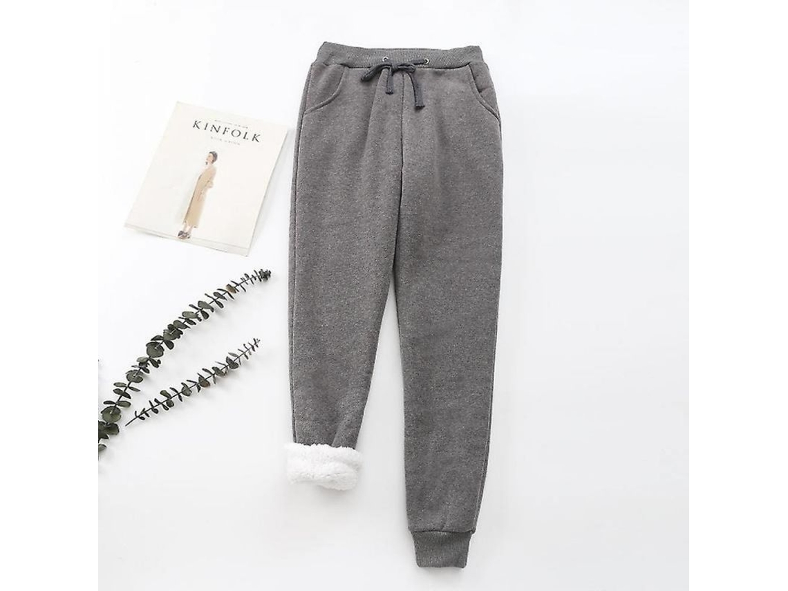 2026-pantalones Deportivos De Invierno Calientes Para Mujer Con Forro Sherpa Sudaderas Ligeras Nwx S Cinza Escuro