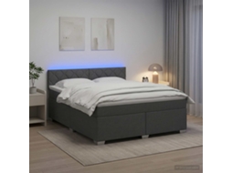 Vidaxl Cama Box Spring Com Colchão E Led Cinzento-escuro 160 X 200 Cm