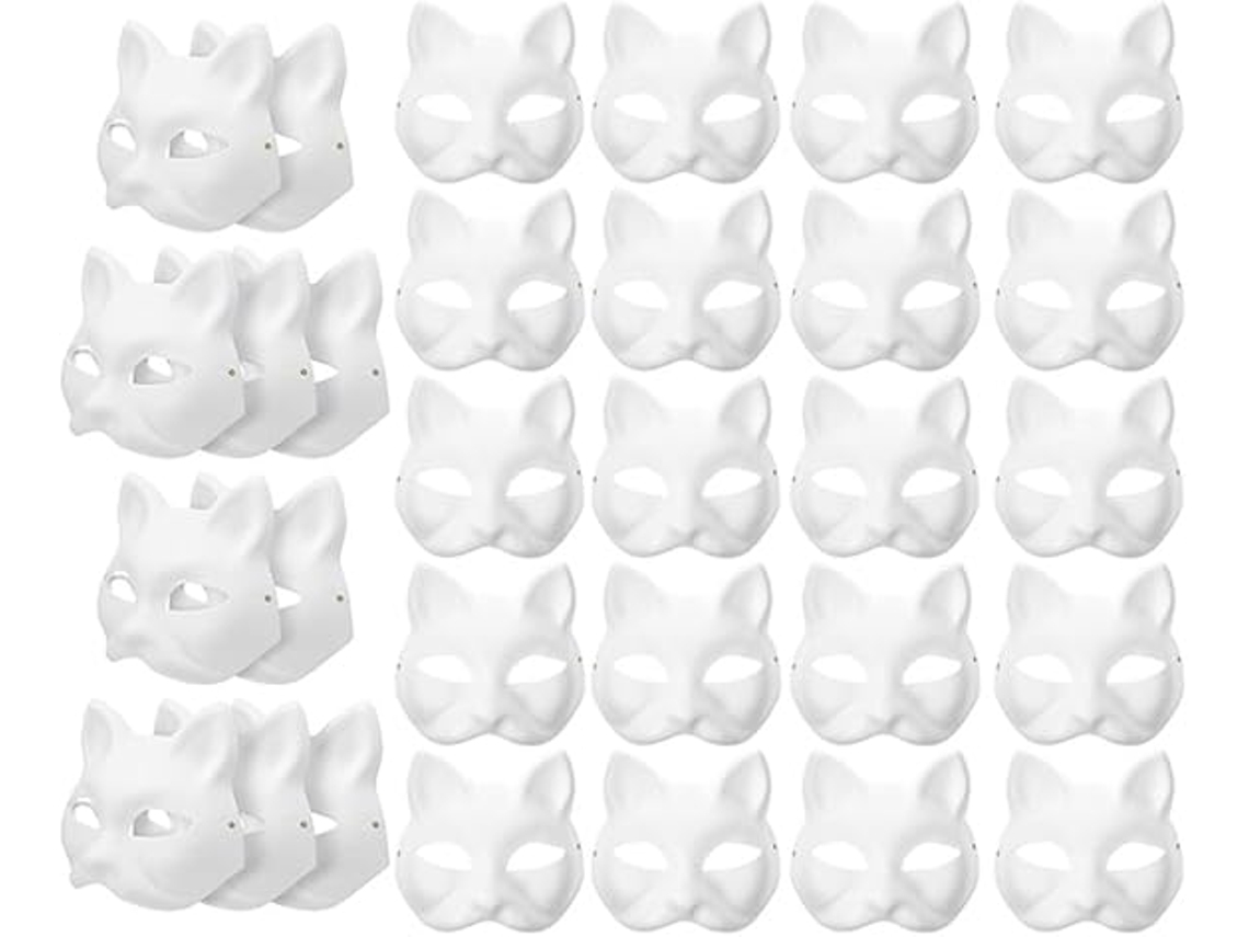 30 Peças Máscara De Gato Branco, Raposa Branca, Máscara De ...