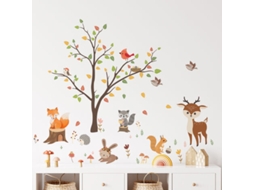Adesivo De Parede De Animais, Árvores Da Floresta, Coruja, Raposa, Veado, Decoração De Parede, Quarto Infantil, Berçário Aquaforge