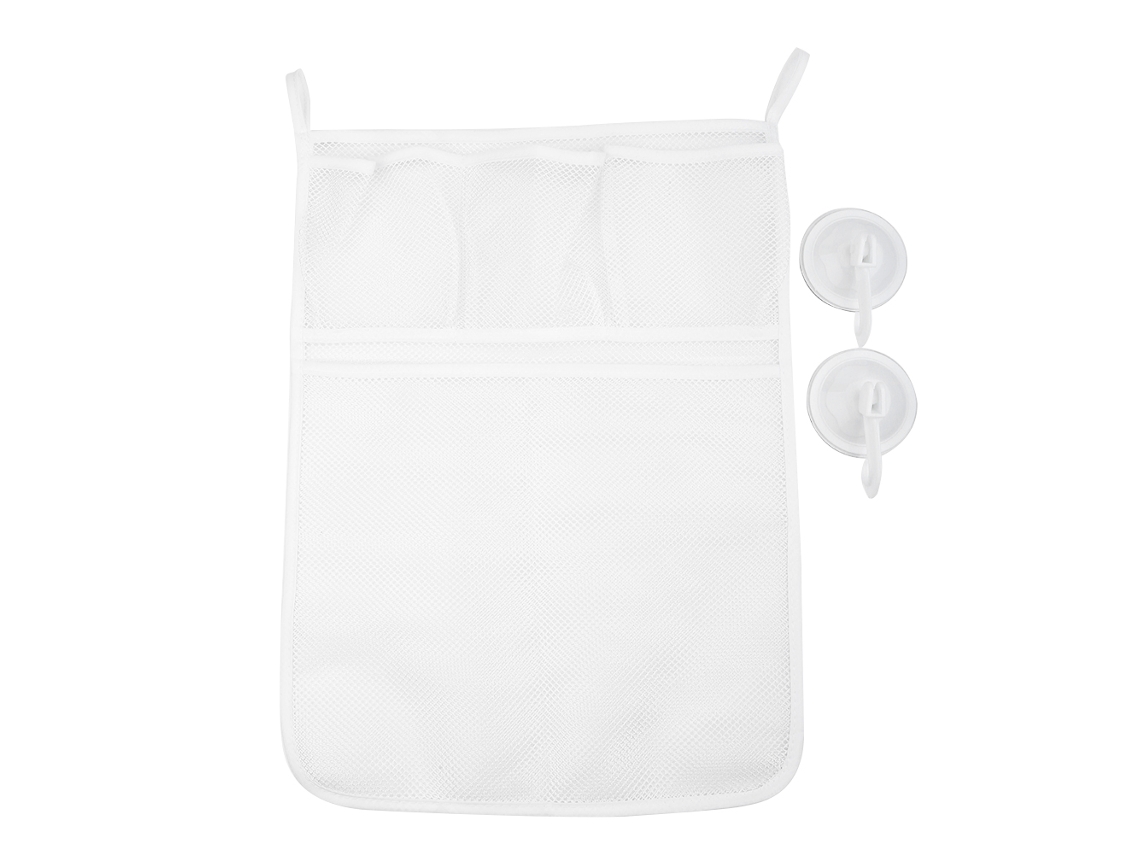 Saco de Armazenamento de Brinquedos para Banho com Malha de Poliéster, Apoio Pendurado, 45x32cm, Branco | S/MARCA