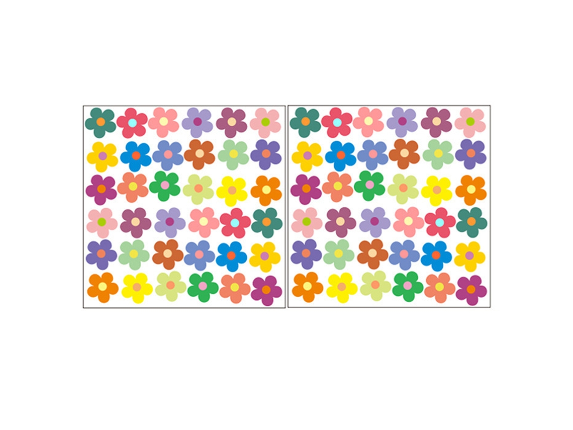 Adesivos Flores Estilo Dinamarquês Coloridos e Retro para Quarto de Menina RNEMITERY