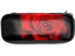 Estojo grande com estampa de rosas vermelhas, organizador de maquiagem, ideal para escola, mesa, adultos e meninas.