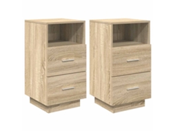 Conjunto 2 Mesa De Cabeceira Vidaxl Marrom Derivados De Madeira (36 X 36 X 68 Cm)