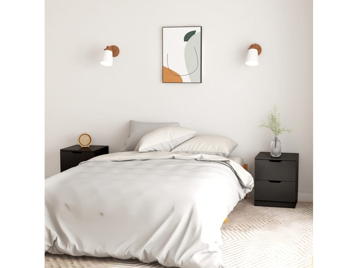 Vidaxl Mesas De Cabeceira 2 Pcs 40x40x50 Cm Contraplacado Preto
