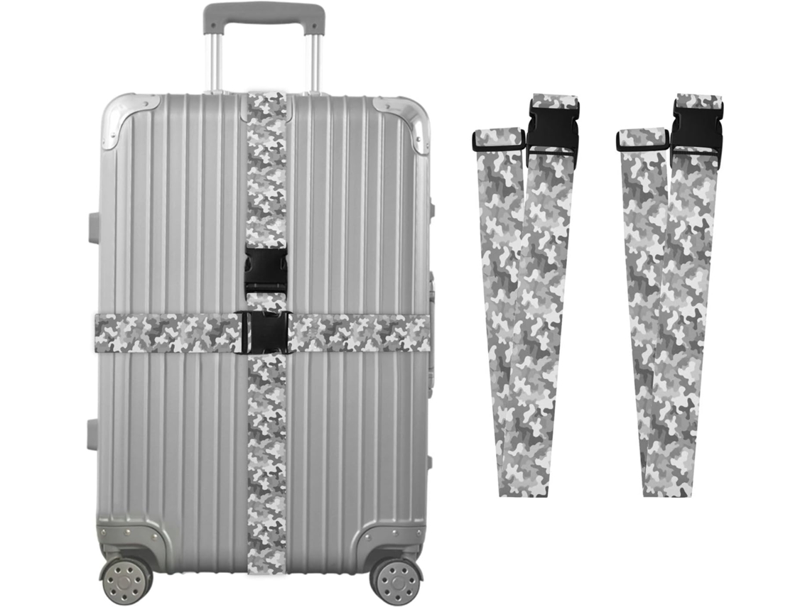 Conjunto De 2 Cintas Bagagem Camufladas Em Preto E Branco Para Malas, Cintas De Viagem, Acessórios Para Cintos, Conector