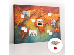 Quadro De Cortiça Mapa-múndi Decorativo Para O Corredor Espelharte (140x100 Cm)