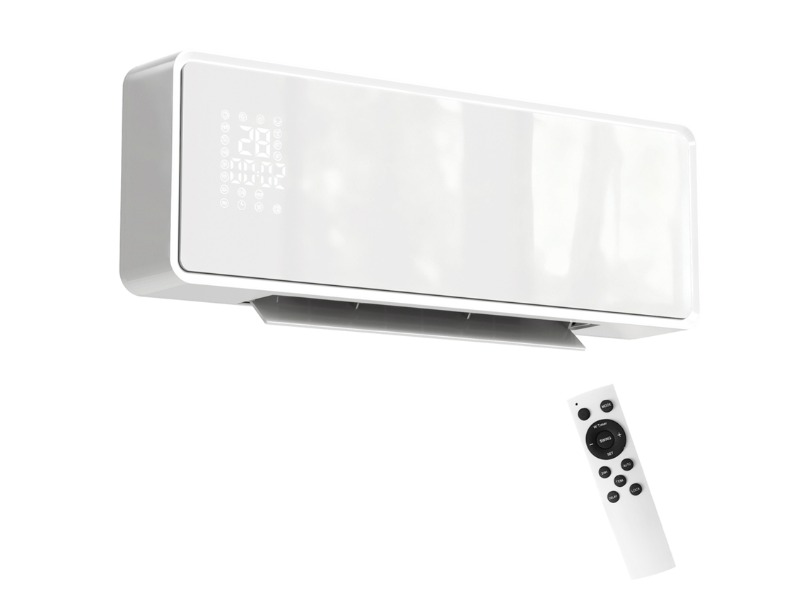 Aquecedor Elétrico Cerâmico 2000w com ventilador, Termostato, Temporizador, Controle Remoto, Painel Vidro, Branco | S/MARCA
