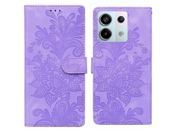 Capa De Celular Em Pu Com Fecho Magnético, Estampa Floral Em Relevo De Renda E Alça De Pulso Para Redmi Note 13 Pro 4g