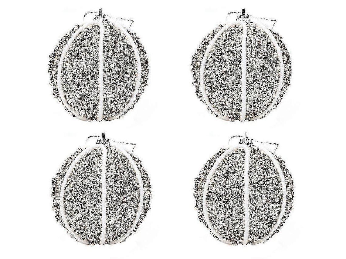 Conjunto De 4 Bolas De Natal De Espuma Com Glitter De 8 Cm Para Decorao De Rvore Cor Champanhe Hengjian