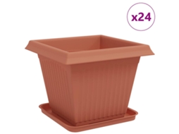 Vidaxl Vasos De Plantas 24 Pcs Vermelho Tijolo 38 X 38 X 30 Cm