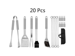 Conjunto De 20 Peças De Ferramentas Para Bbq, Em Aço Inox, Portátil Para Exterior, Com Estojo/bolsa, Para Churrasco, Campismo E Exterior