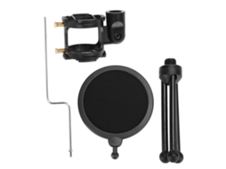 Malha Antiespuma Dupla Camada Microfone Abs Preto com Suporte Ajustável e Tripé | S/MARCA
