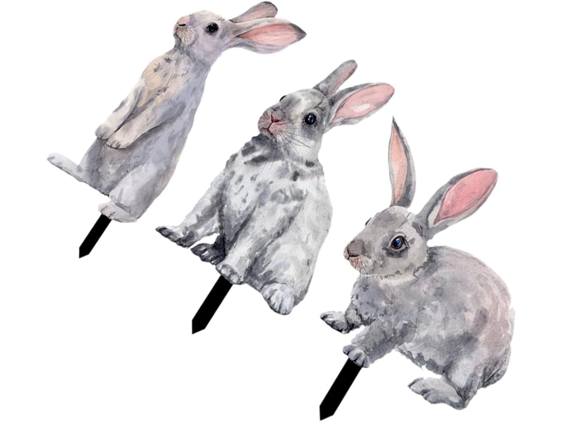 Kit de 3 Coelhinhos de Páscoa em Acrílico para Decoração de Jardim, com Estacas para Fixação, Criando um Ambiente CHABERLU