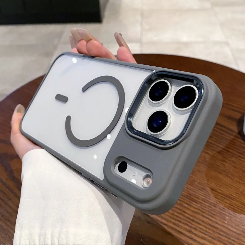 (cinza, Iphone17 Pro) Caso De Telefone Hardcase Transparente Com Proteção Anti-choque De Carregamento Sem Fio De Sucção Magnética
