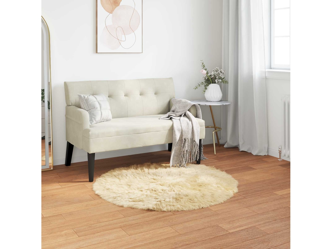 Vidaxl Tapete De De Ovelha Sintética Tafalla Creme Ø 120 Cm Poliéster