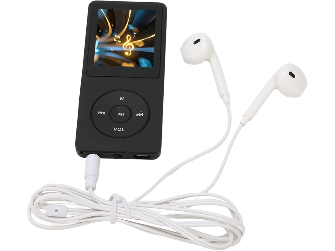 Reprodutor de MP3/MP4, Reprodutor de MP3 com tela de 8 GB/64 GB, bateria com duração de 30 horas, rádio FM portátil, tela de 1,8 polegadas, leve, com rádio (preto)