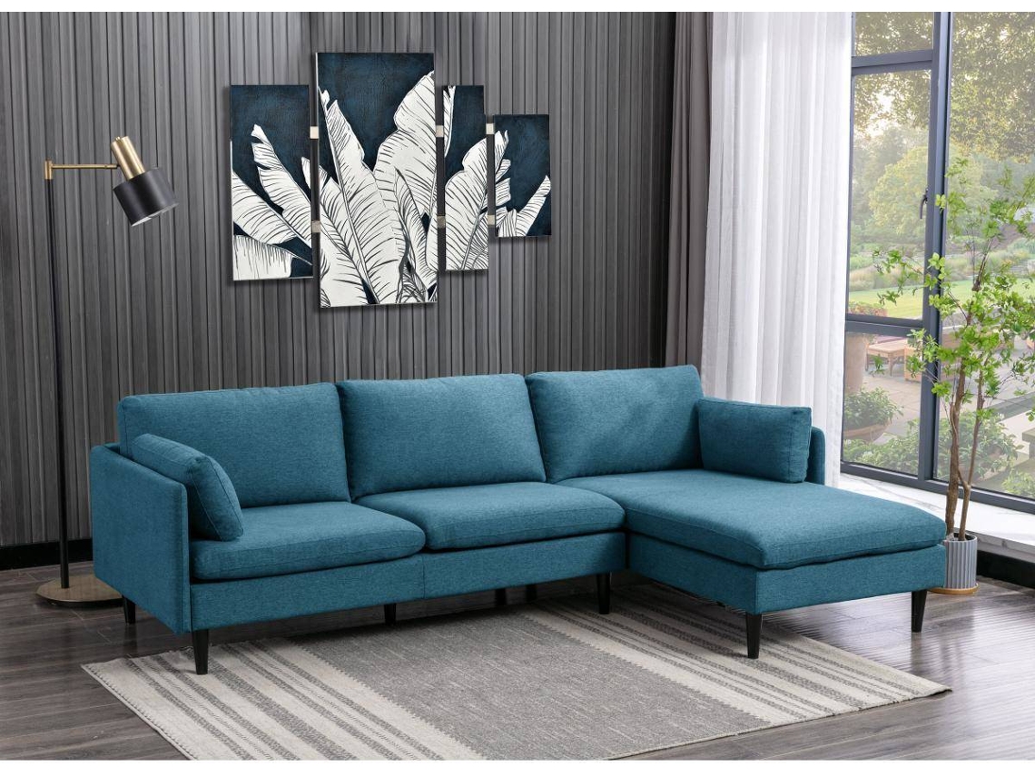Sofá Fixo Makao VENTEUNIQUE (Azul Esverdeado Tecido e Veludo