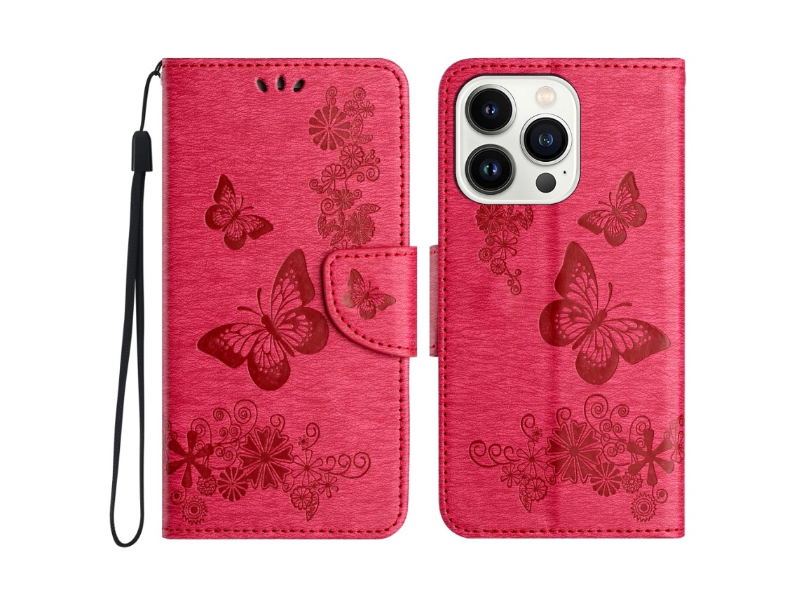 Capa Em Couro Pu Para Apple Iphone 16pro Max, Cor Vermelho