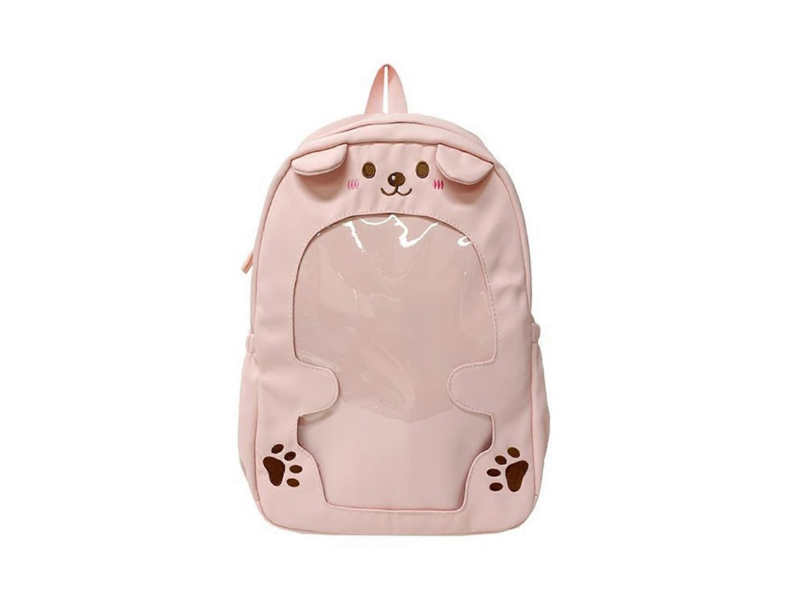 Mochila Anime De Grande Capacidade Com Bolso Frontal Transparente, Espaçosa, Ideal Para Escola, Faculdade Ou Trabalho (rosa)
