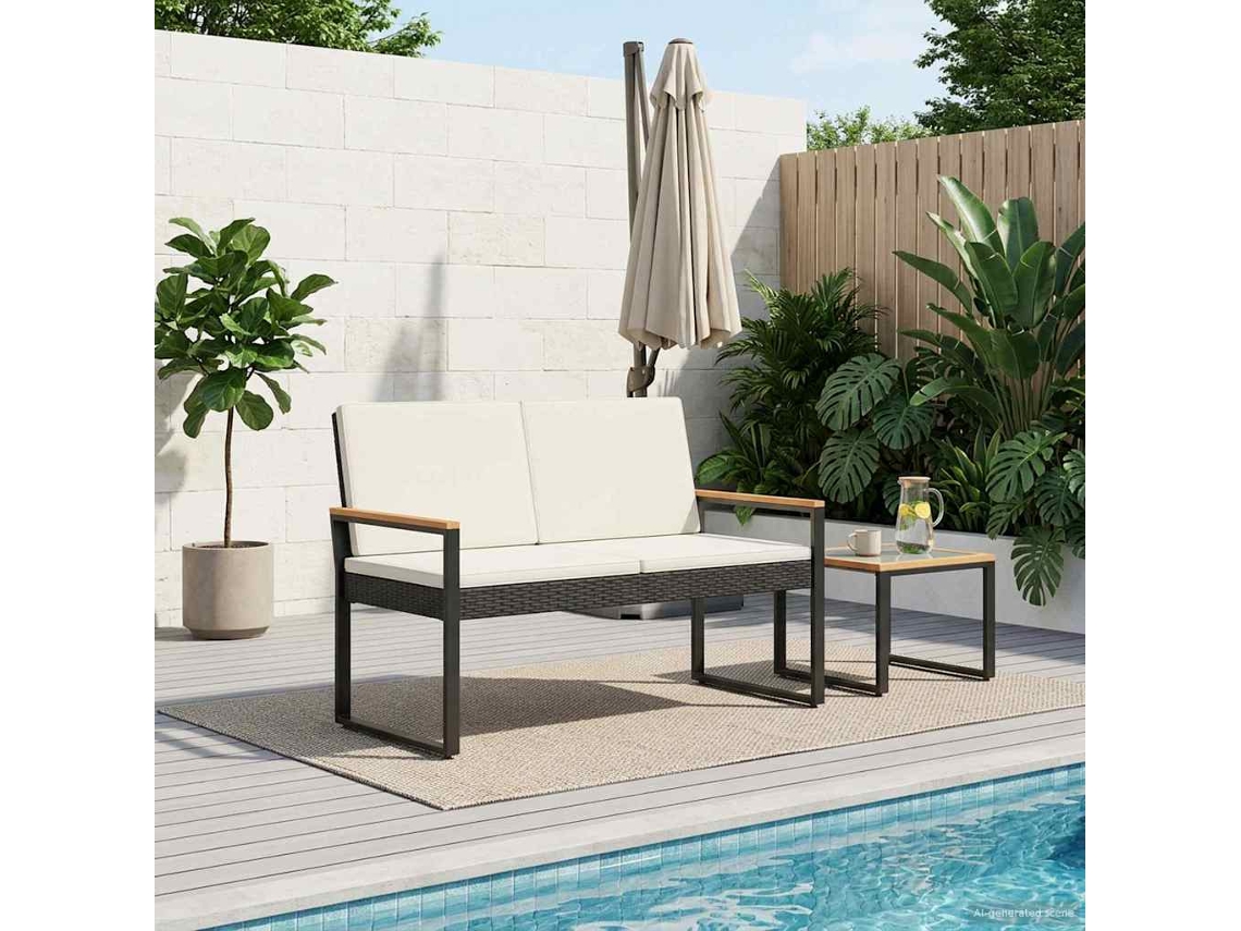 Vidaxl Banco De Exterior 2 -seater 107 X 61 X 80 Cm Vime Pe Retangular