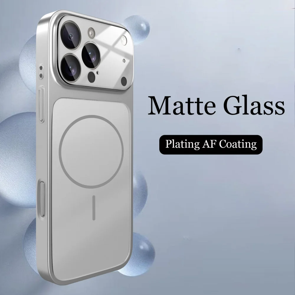 Capa Protetora (prateada) Para Iphone 16 Pro, Acabamento Fosco, Original, Compatível Com Carregamento Sem Fio, Fixação Magnética Rígida.