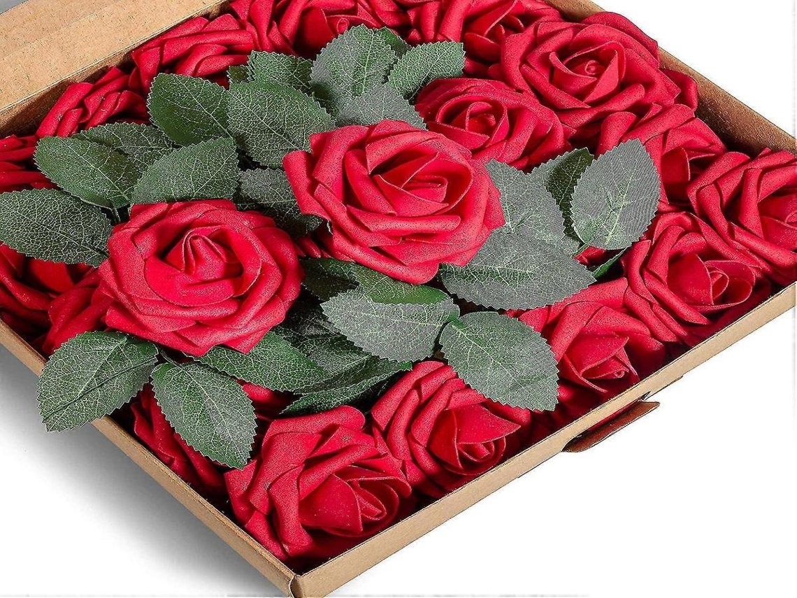 Guirlanda De Rosas Artificiais - 50 Flores, 50 Rosas - Vermelho, Rosa, Seda/espuma, 20 X 10 Cm - Aspeto Realista | Lurelia