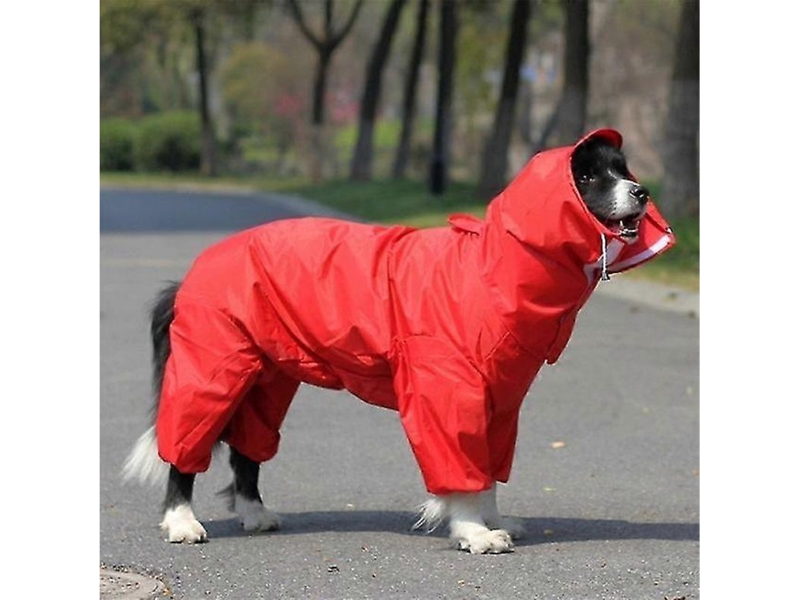 Impermeável De Chuva Para Cães De Tamanho Grande, Médio E Pequeno Com Capuz, Cor Vermelha E Azul, De Poliéster Rojo Tamanho 12-3.5kg