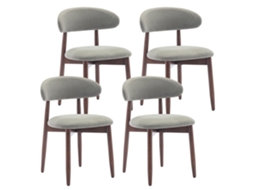 Smartue Conjunto De 4 Cadeiras De Jantar Estofadas Com Pernas De Madeira, Estilo Escandinavo, Verde