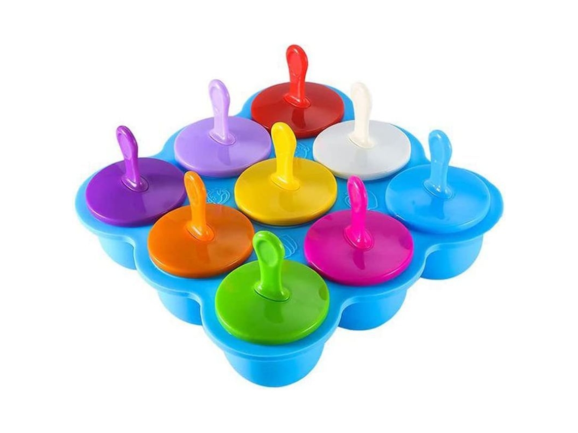Molde de Picolé Nova Line, silicone, antiaderente, com proteção contra gotejamento, azul | S/MARCA