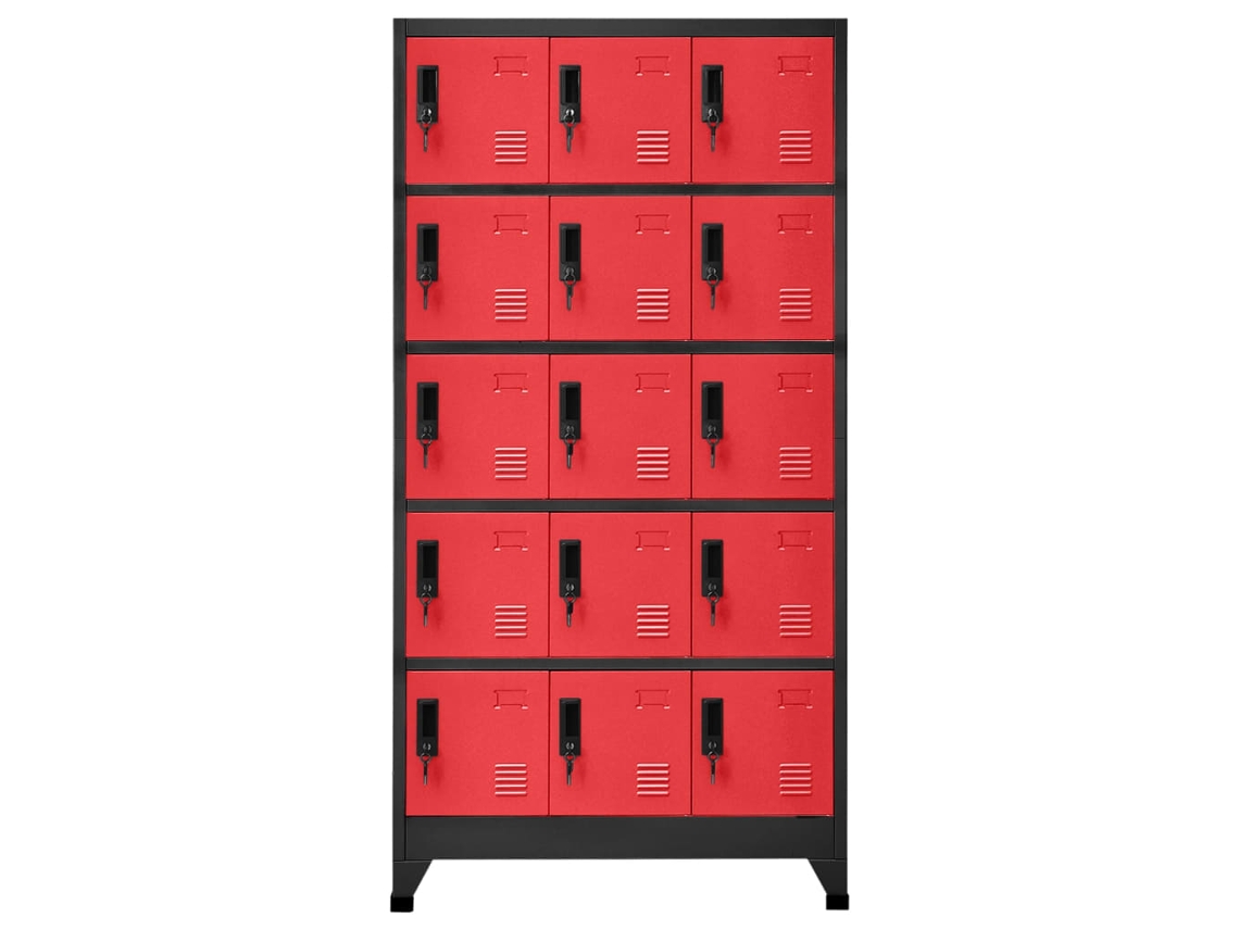 Cacifo 90x40x180 Cm Aço Antracite E Vermelho Lovely Home