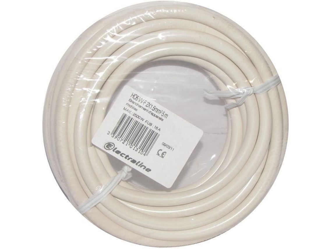 Cabo H05vvf Electraline 2x1,5 5m Branco Coroa Multicondutor