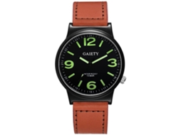 Relógio de pulso masculino Gaiety, analógico, de quartzo, com pulseira de couro PU marrom claro.