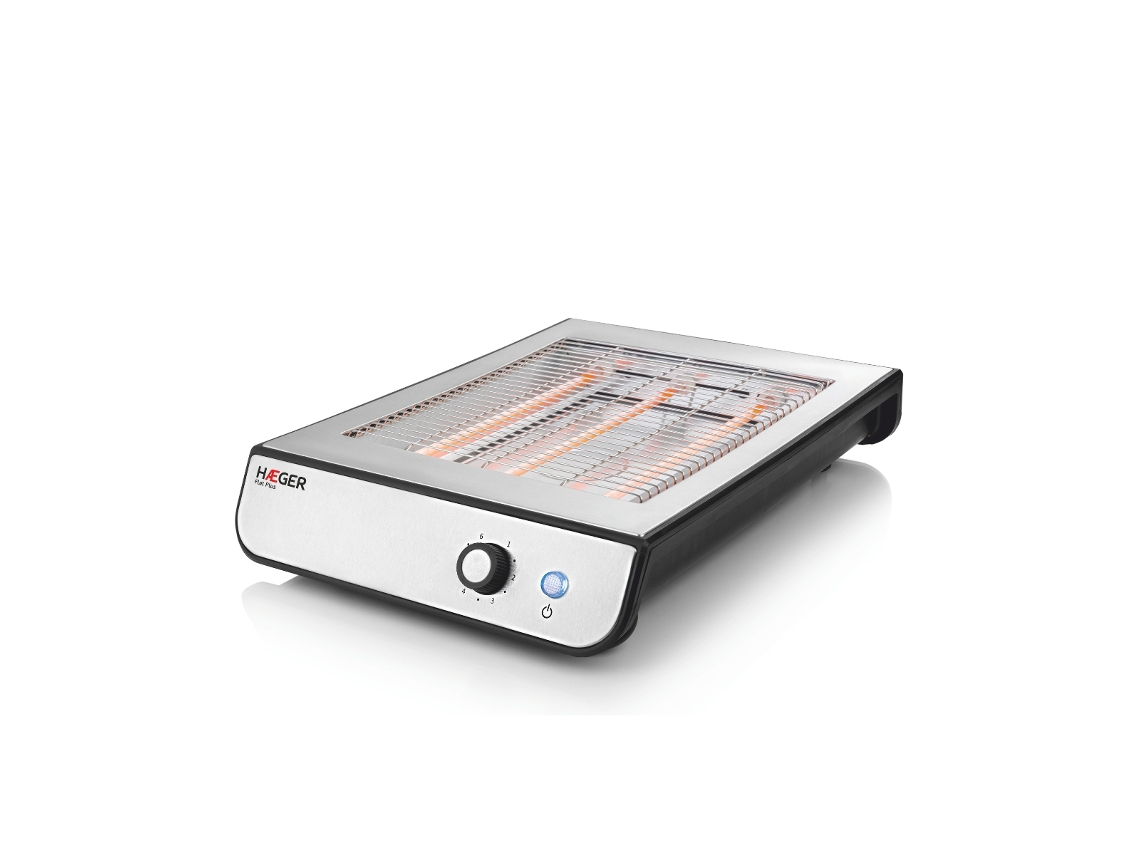 Torradeira Plana Haeger Flat Plus - Inox, Resistência De Quartzo, 900w, 6 Níveis