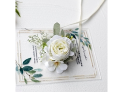 Cesta De Flores De Casamento Laxiscreed Com Corsage De Pulso Branca, 13x8cm