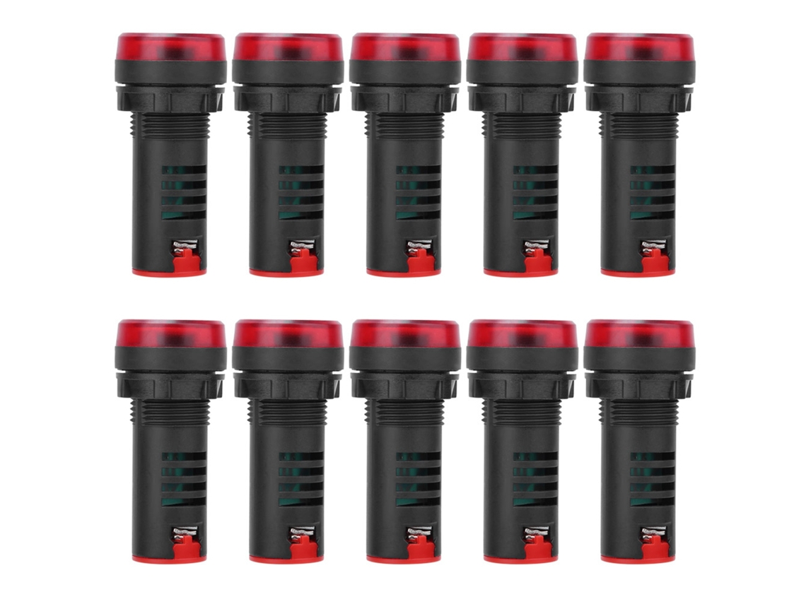 10 Peças Berm® AD16‑22SM Luz Vermelha LED com Buzzer Alarm Indicador Flash AC/DC12V