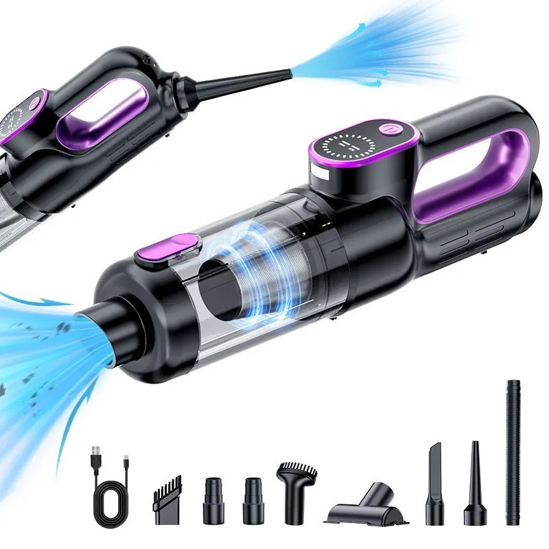 (roxo) Aspirador De Pó Portátil Para Carro, Alta Potência E Forte Sucção, Adequado Para Uso Doméstico E Em Veículos, Prático E Eficiente.