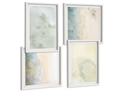Composição De Quadros Aquarelas Pastel Na Tela Espelharte (4 Peças)