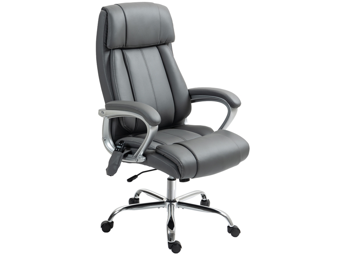 Cadeira de Massagem com Aquecimento 66x72x113 cm S/MARCA em cinza, ajustável em altura e inclinação, couro sintético