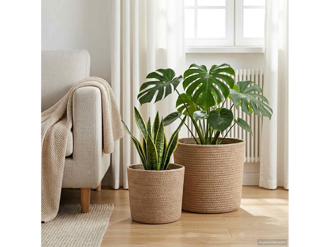Vidaxl Conjunto De Vasos De Planta 2 Unid. Natural Ø 28 X 28 Cm