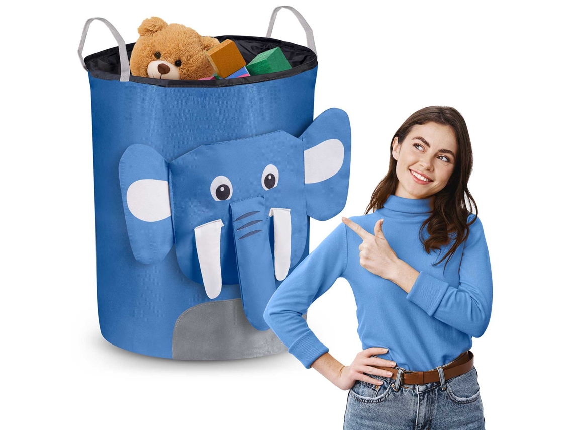 Cesta De Brinquedos Nukido - Elefante Azul Divertido