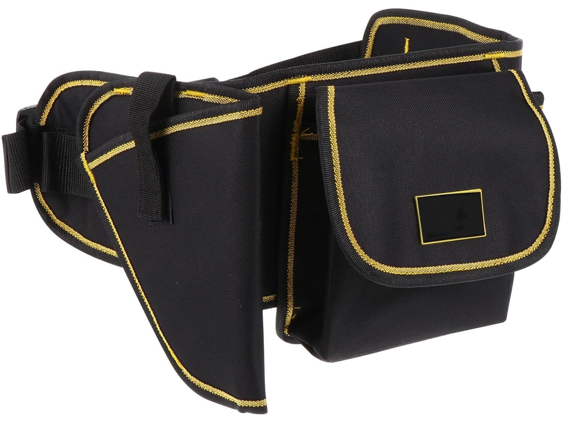 Bolsa Multifuncional Para Ferramentas Em Tecido Oxford Preto Com Alça Ajustável.