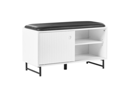 Armário Para Sapatos Com Almofada E Portas De Correr Beliani Batoche De Mdf Branco 85x37x49