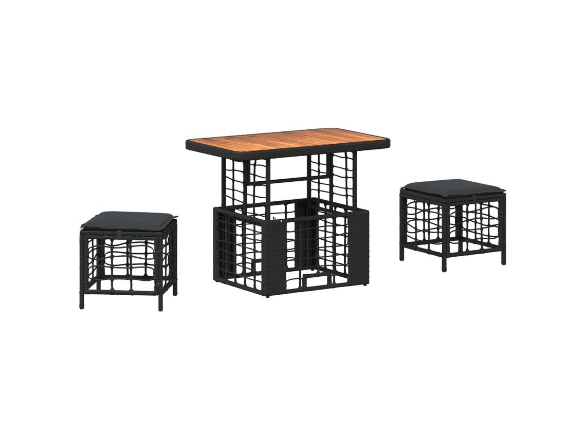 Maison Exclusive - Conjunto De Jantar Para Jardim 3 Unid. Preto E Cinza