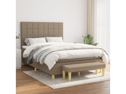 Vidaxl Cama Com Molas/colchão 140x200 Cm Tecido Castanho-acinzentado
