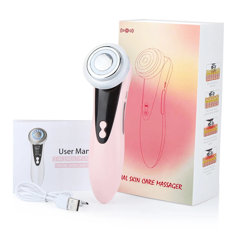 (rosa) Aparelho De Beleza 4 Em 1 Com Terapia De Luz Vermelha E Azul Para Rejuvenescimento E Firmeza Da Pele - Massageador Facial