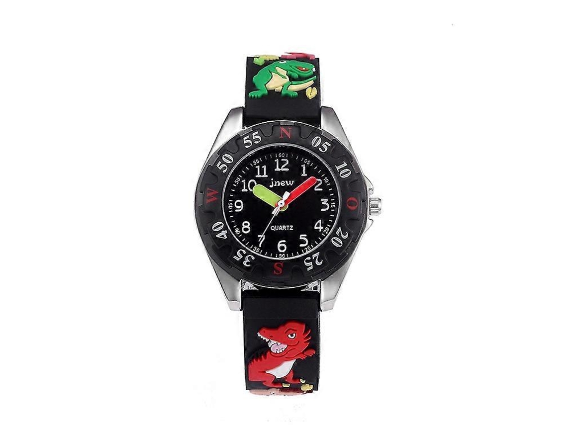 Jnew 6811-86172 Relógio Infantil De Quartzo Com Pulseira De Silicone E Desenho Animado 3d De Dinossauro