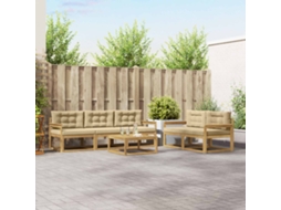 Vidaxl Conjunto De Sofás Para Exterior 6 Unid. Branco E Bege