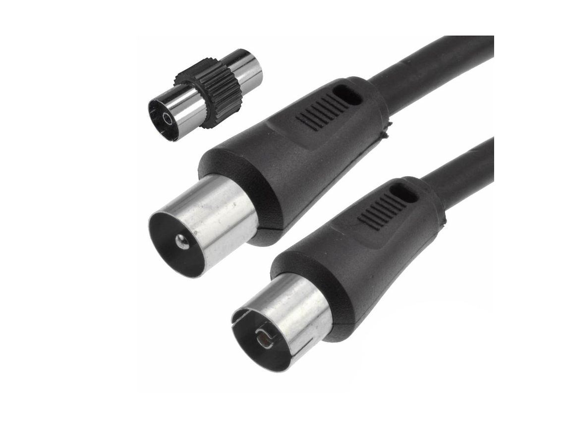 Cabo Coaxial Macho/Fêmea + Adaptador Preto 2M