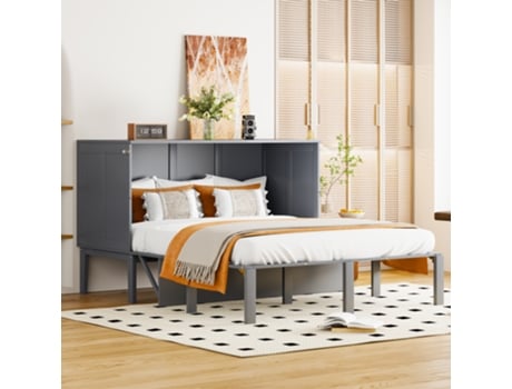 Cama Parede Ripas Vertical EHSTMIND Cinzento (140x200cm)